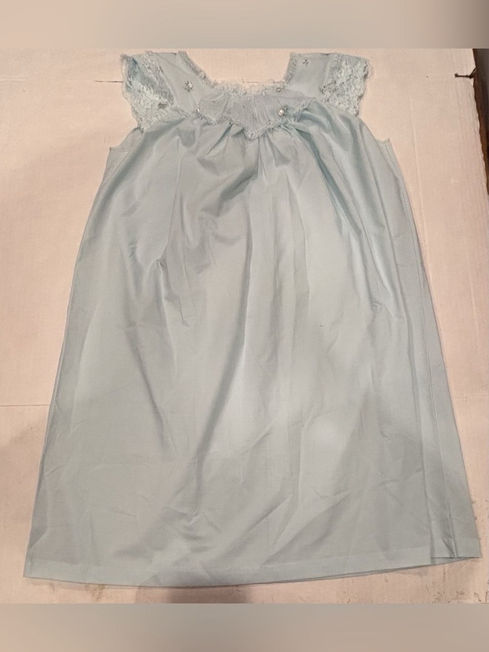 Vintage Light Blue Lace Trim Nightgown